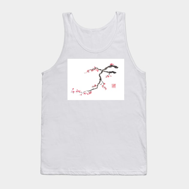 Blushing maid sumi-e painting Tank Top by Umi-ko